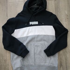 PUMA Men's Black, White, and Gray Hoodie